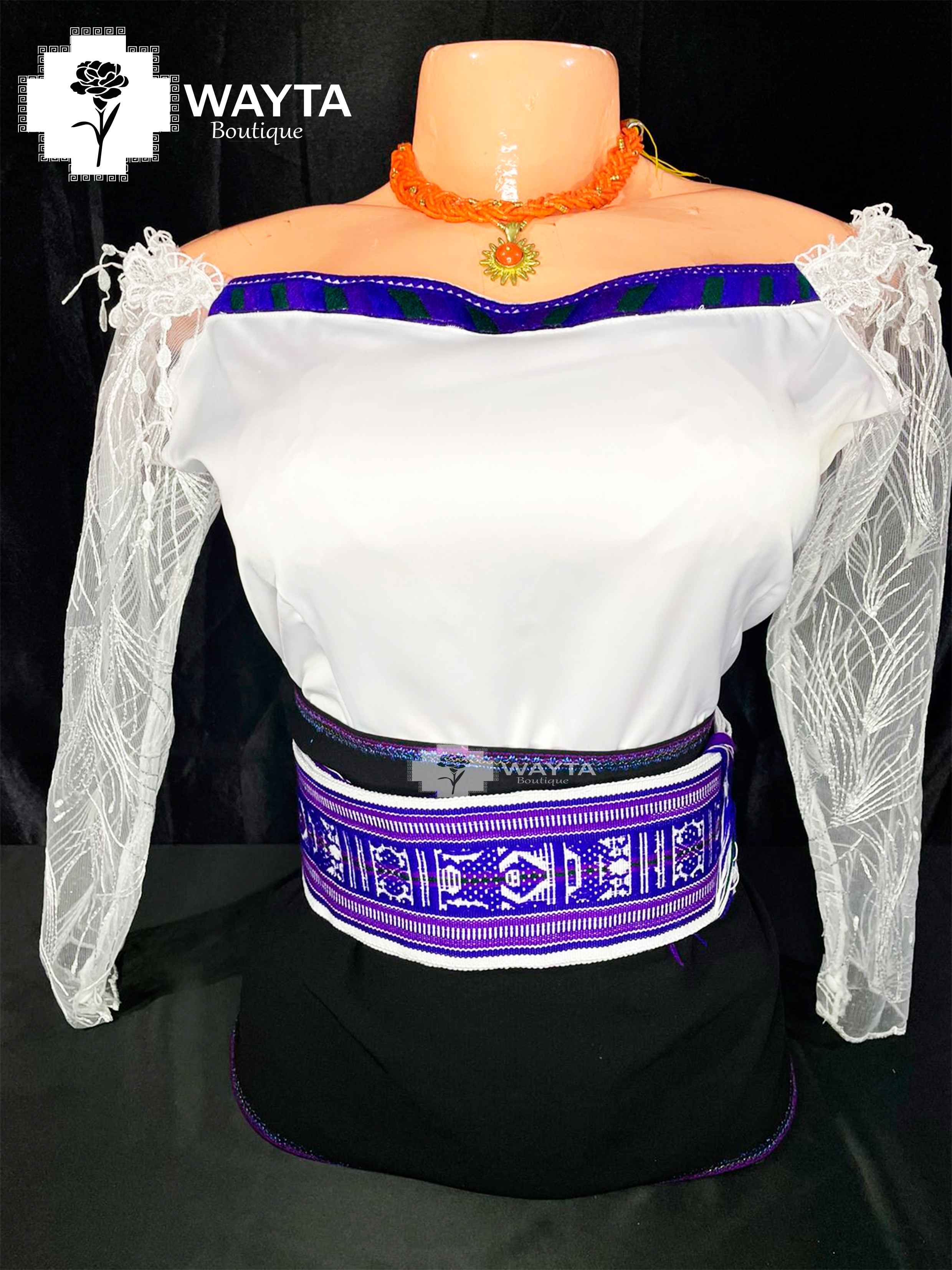 BLUSA - Bordado a máquina modelo manga en hoja cómoda y elegante delicadas mangas largas de tul bordado
