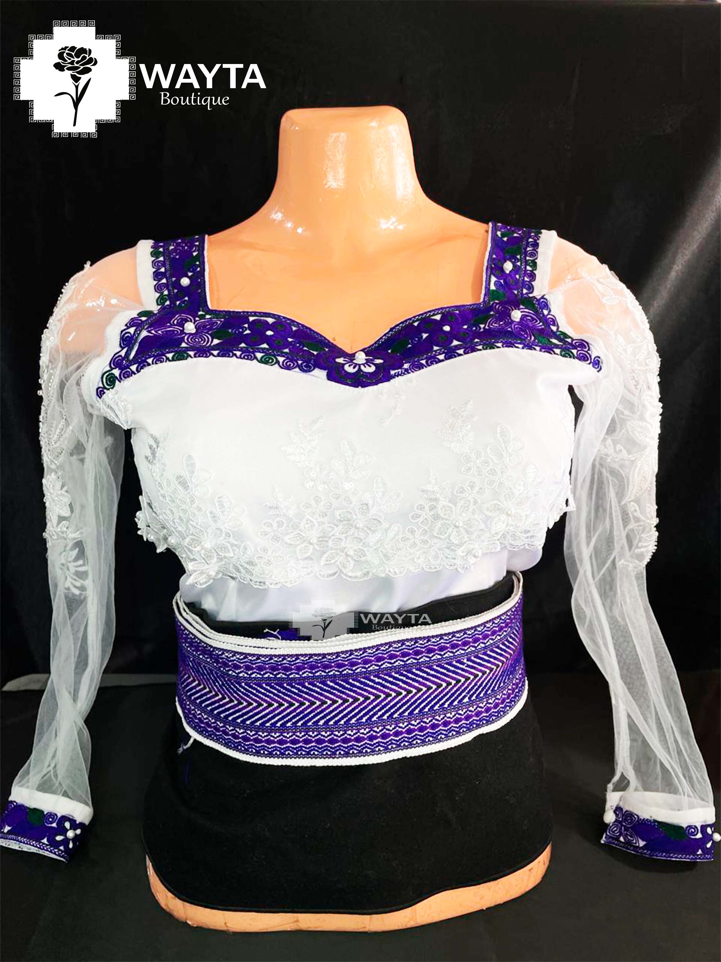 BLUSA - Bordada a Mano con Apliques Perlados – Modelo Casual, Elegante y Exclusivo