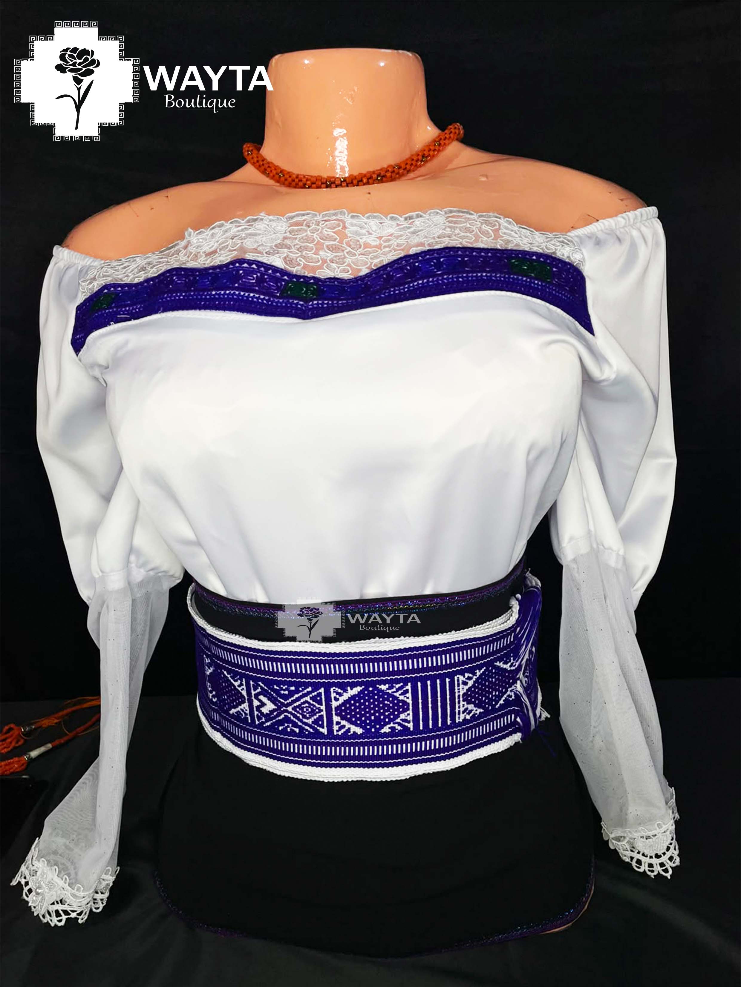BLUSA - Bordado a máquina manga descubierto con una caída cómoda y elegante