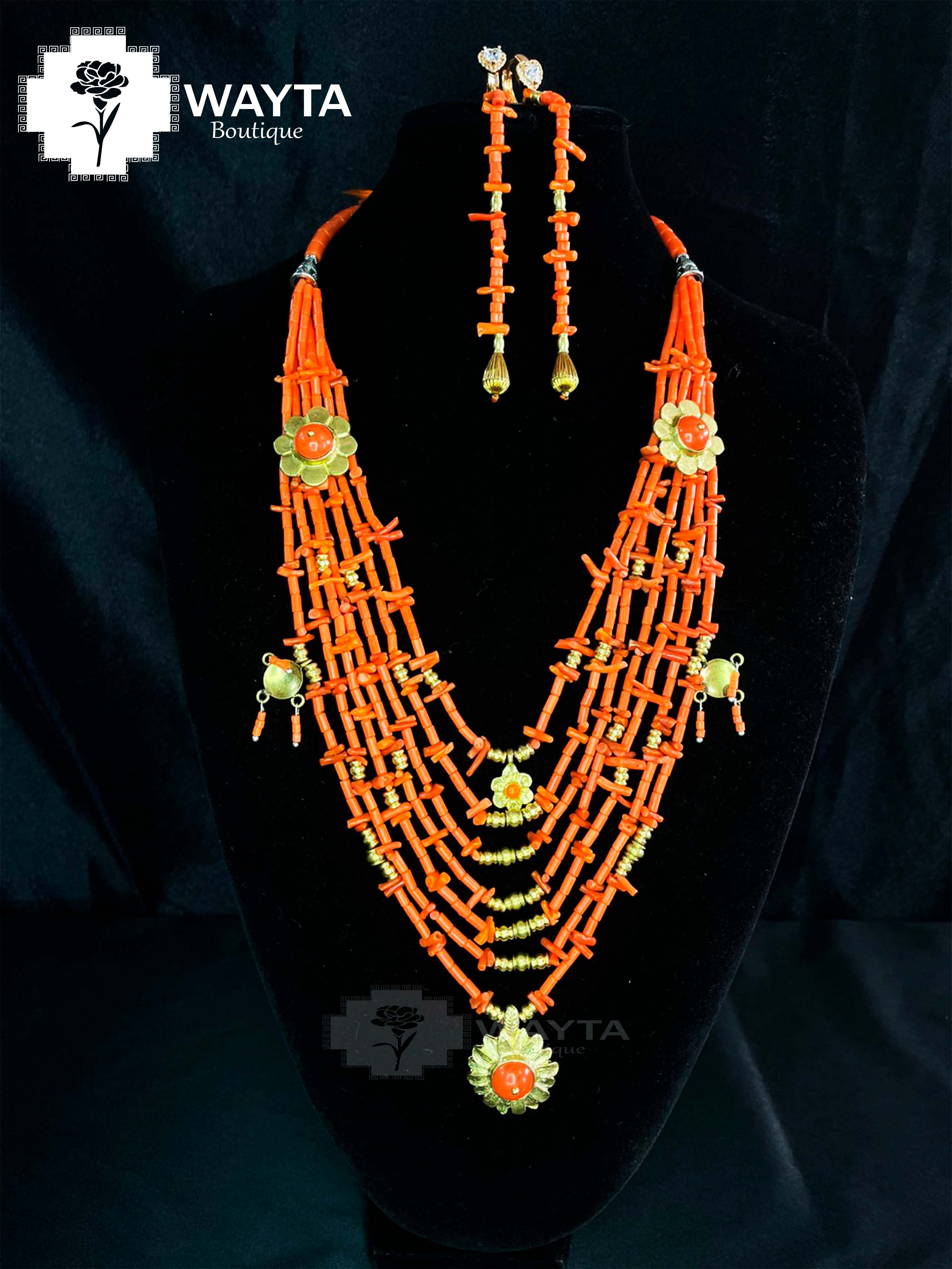 WALLKA CACHO CORAL ESCALADO CON DECORACIÓN DE BRONCE 🌺✨