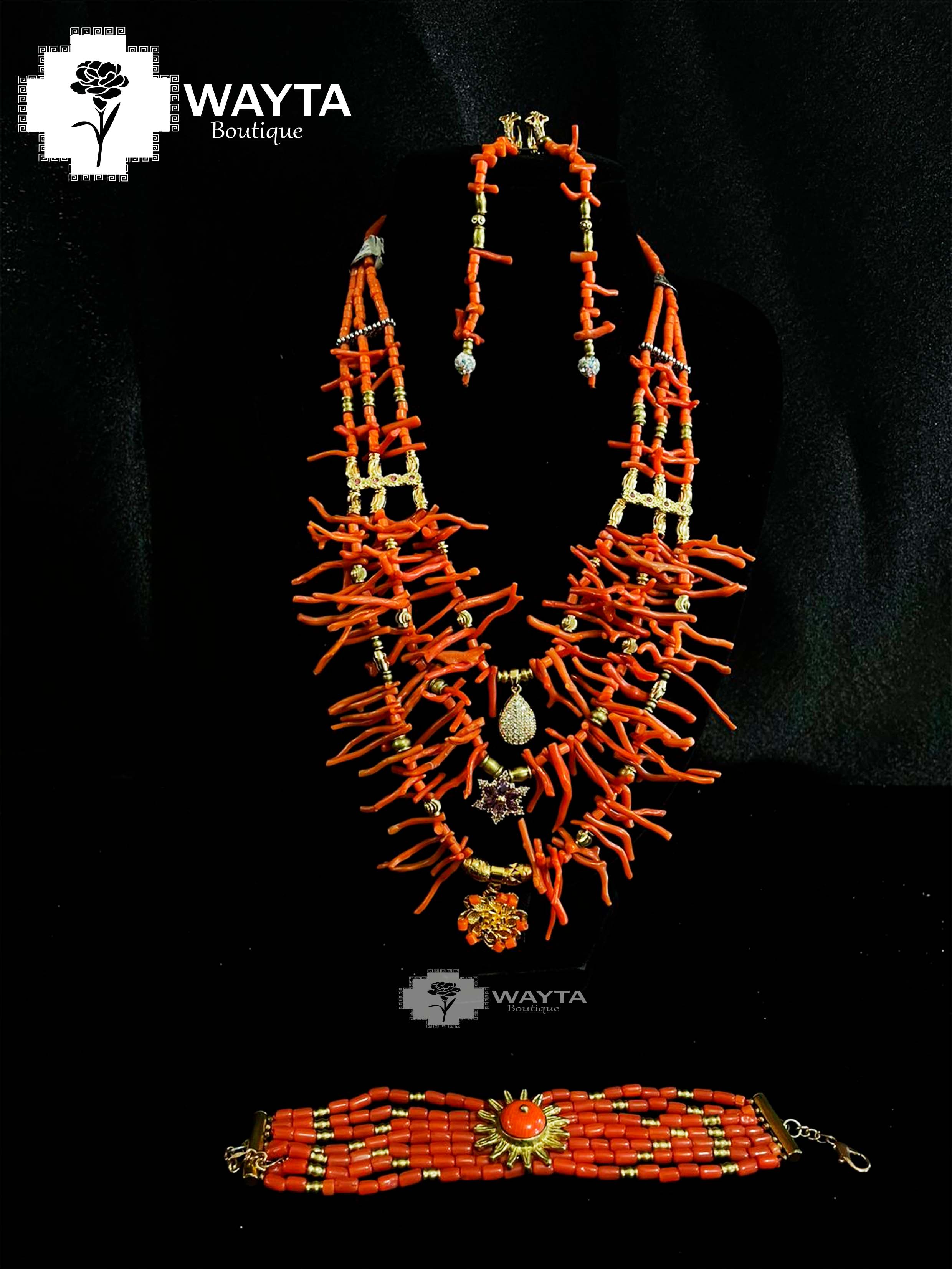 WALLKA CACHO CORAL ESCALADO CON TOQUES DE BRONCE Y GOLDFILLED ✨🌺